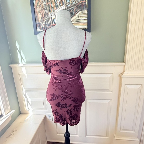Forever 21 Maroon Velvet baroque whimsigoth bodycon mini dress small sm purple - Picture 4 of 7
